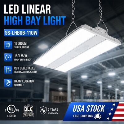 300W LED Linear Highbay Light CCT Power Selectable 45000lm UL DLC Premium Anti-Corrosion WF1 dla fabryki gimnastyki magazynowej